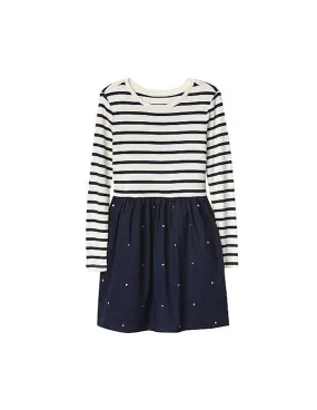 GAP Girls Blue Striped Mix Fabric Dress