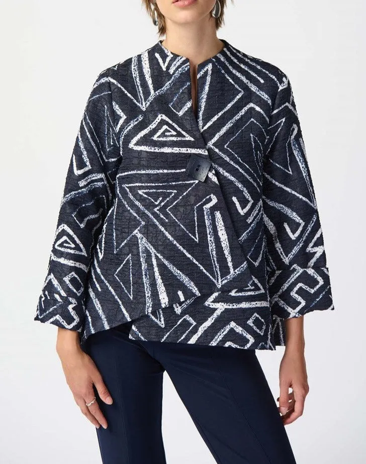 Geometric Print Woven Jacquard Swing Jacket