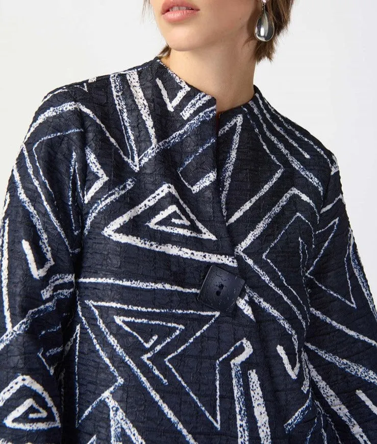 Geometric Print Woven Jacquard Swing Jacket