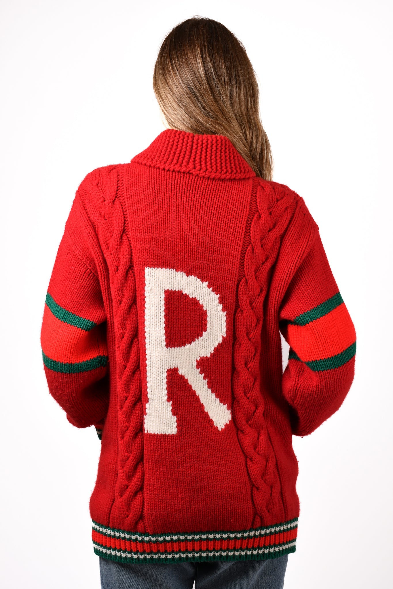 Gucci ABCDEFGucci Collection Red 'R' Embroidered Cardigan Size M