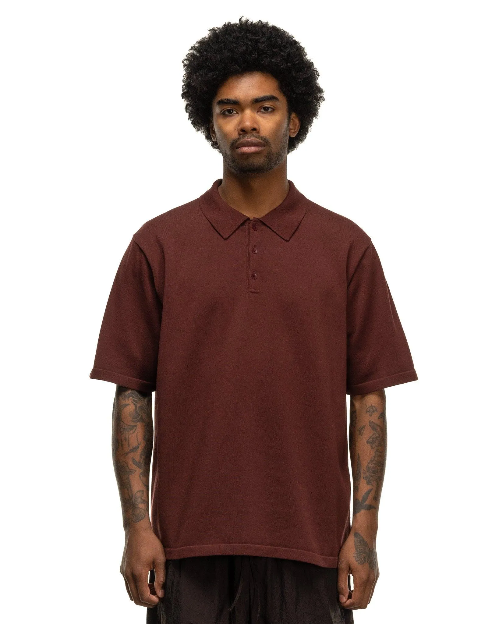 Half Sleeve Polo Knit Natural Dyed Organic Brown