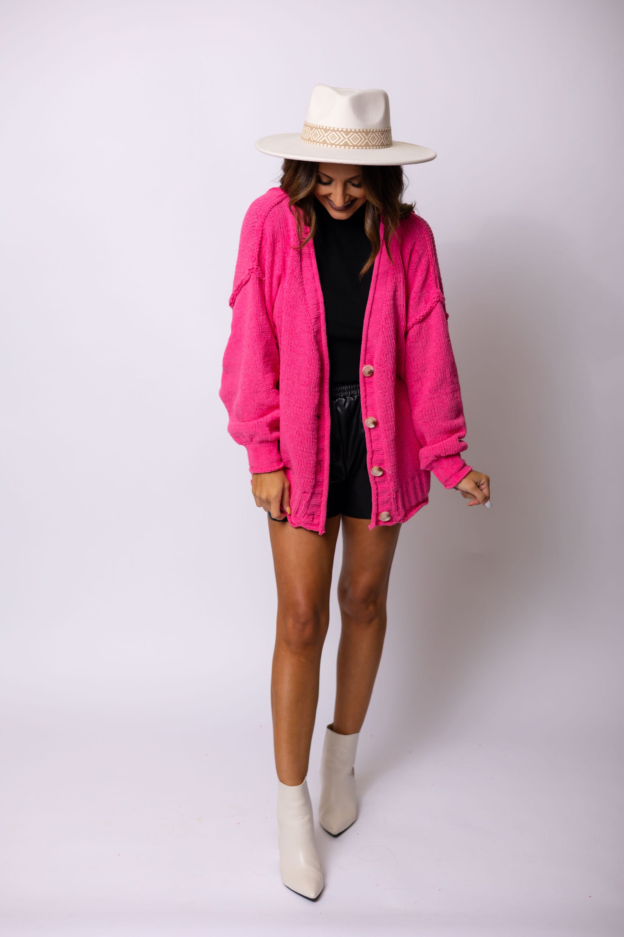 Handle On You Cardigan - Hot Pink