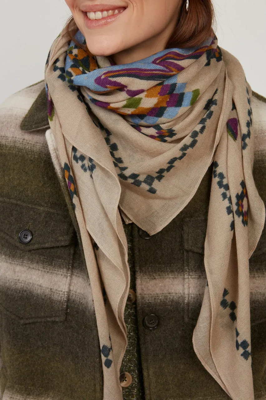 Hartford Beige Print Scarf