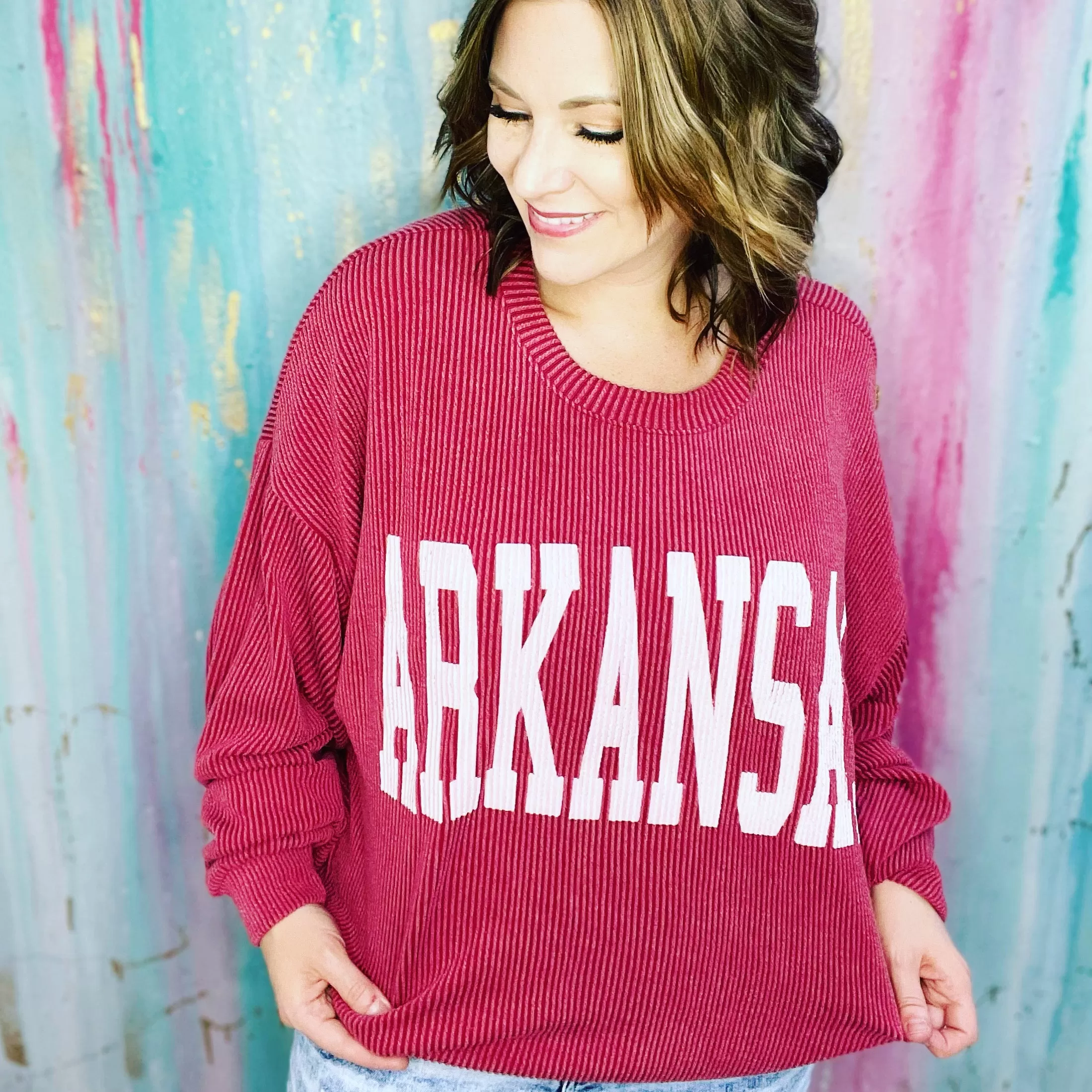 Hey Hey Arkansas Fan Corded Sweatshirt