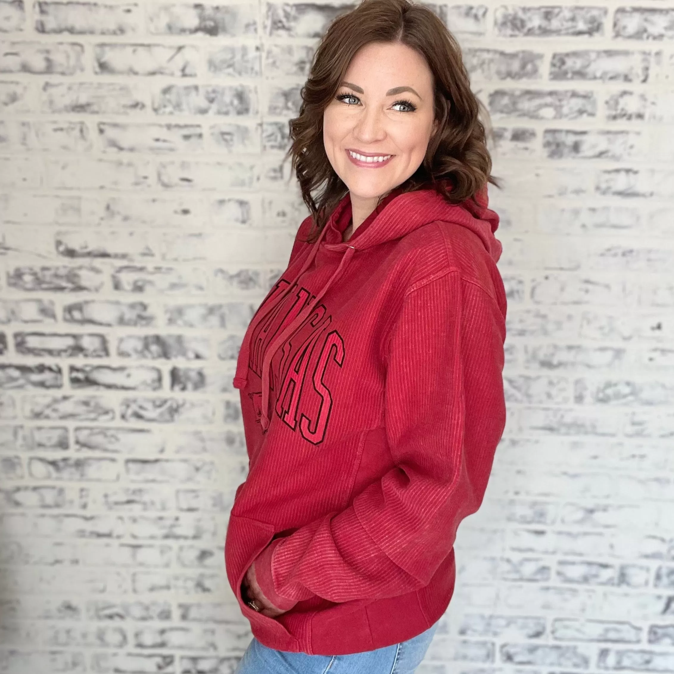 Hog Wild Arkansas Razorback Hoodie - Crimson Corded Sweatshirt