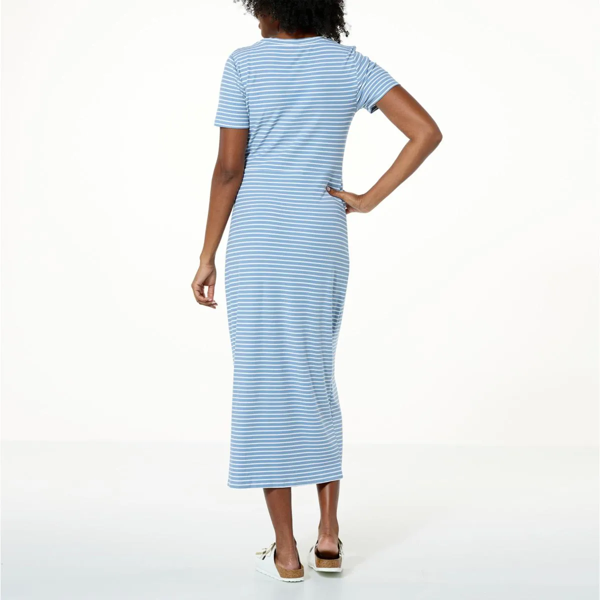      Jaclyn Smith Striped Knit Knot Front T-Shirt Dress     