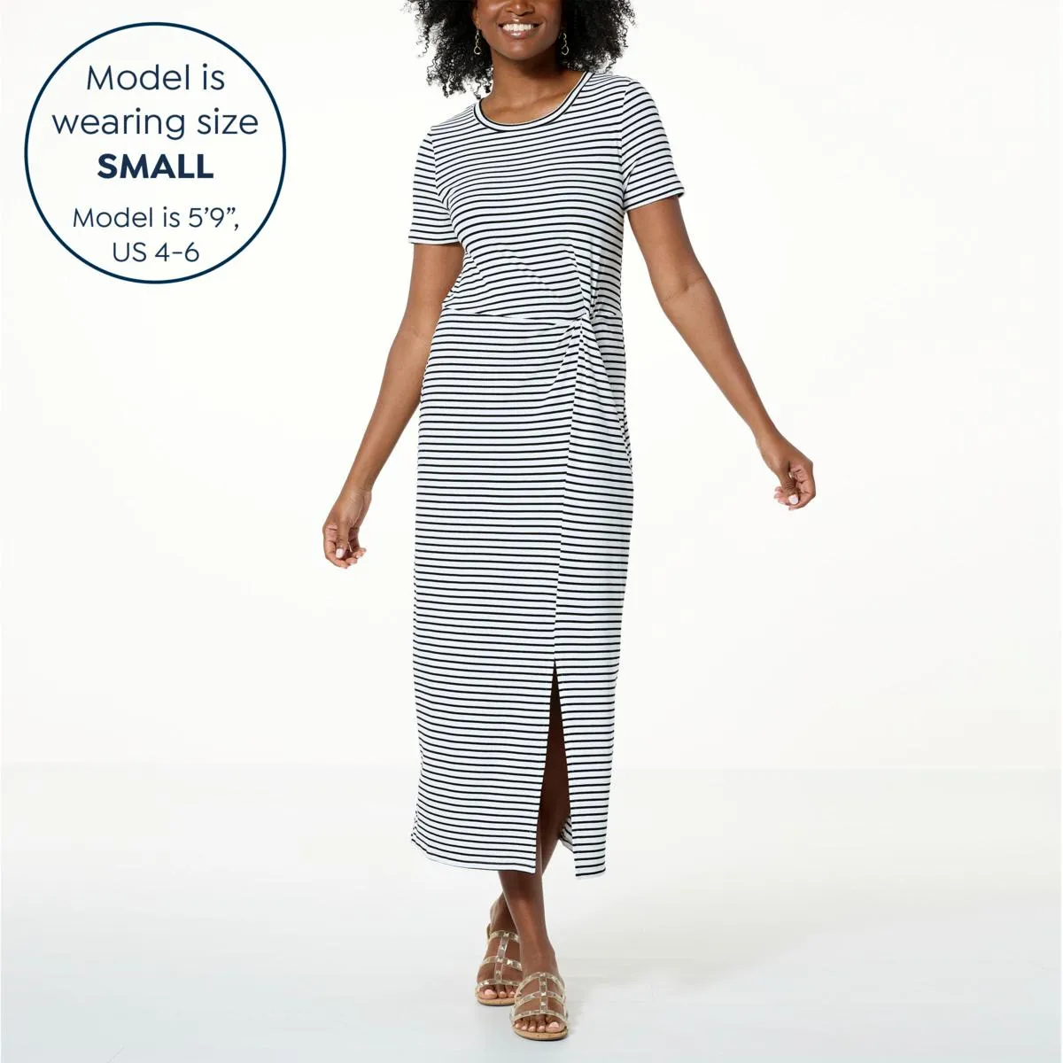      Jaclyn Smith Striped Knit Knot Front T-Shirt Dress     