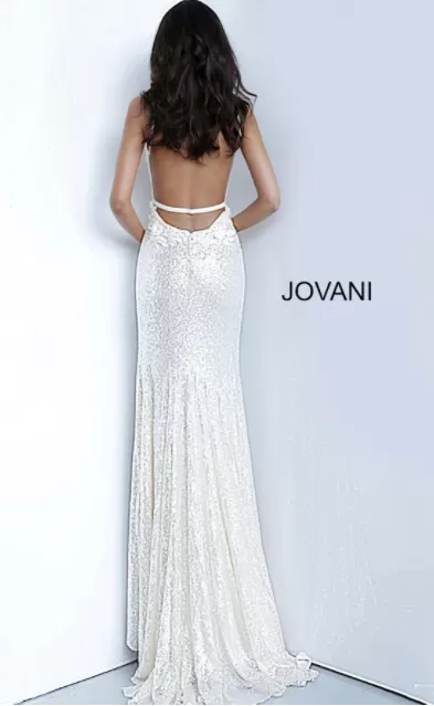 Jovani 1012 Floral Appliques Backless Prom Dress