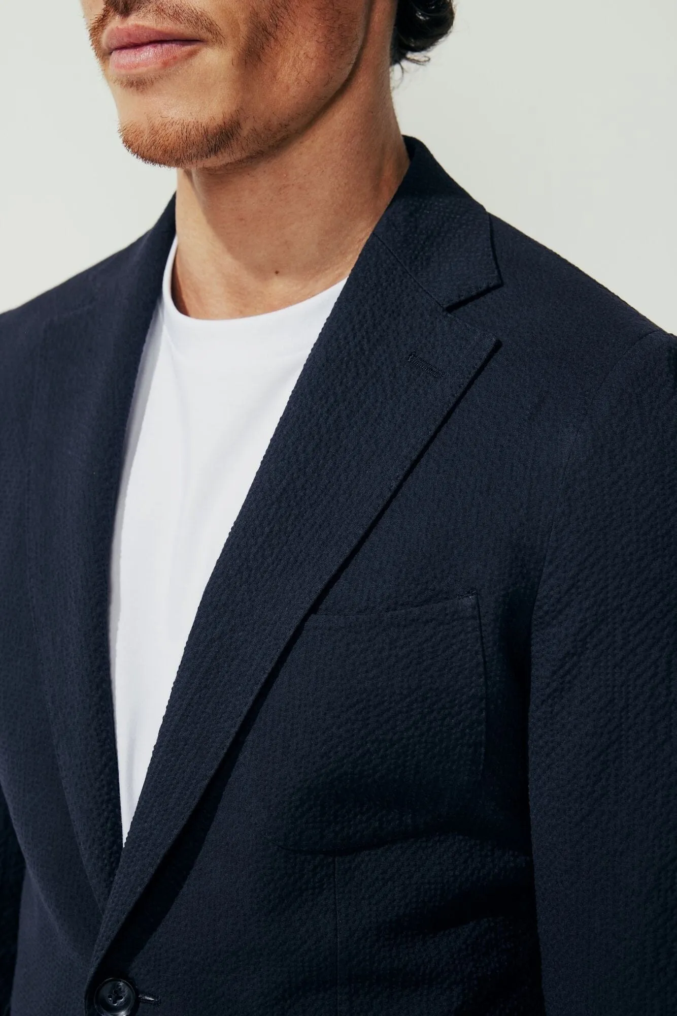 Julius Sports Jacket - Navy Seersucker