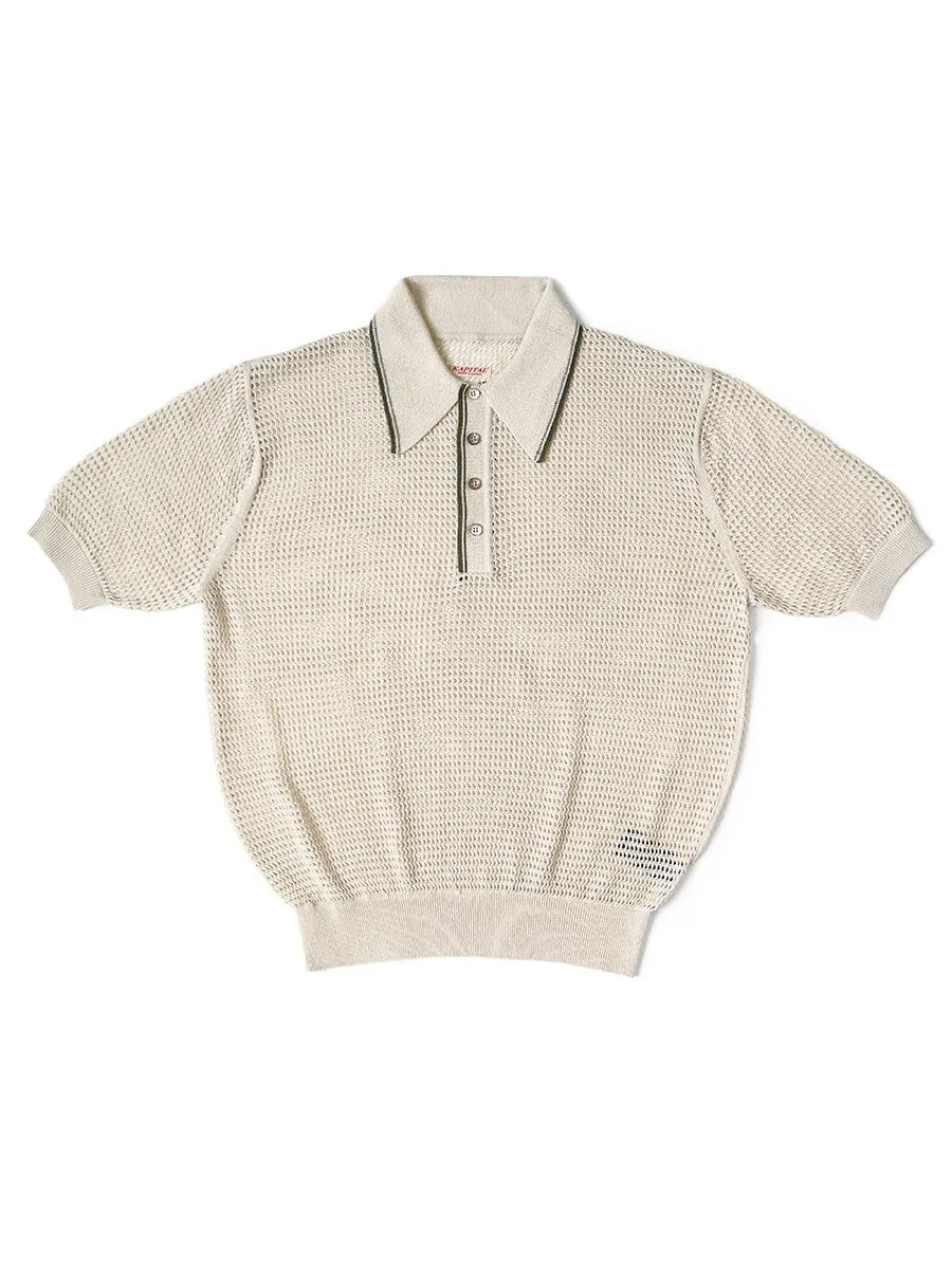 Kapital 12G Mesh Knit Carol Polo tee