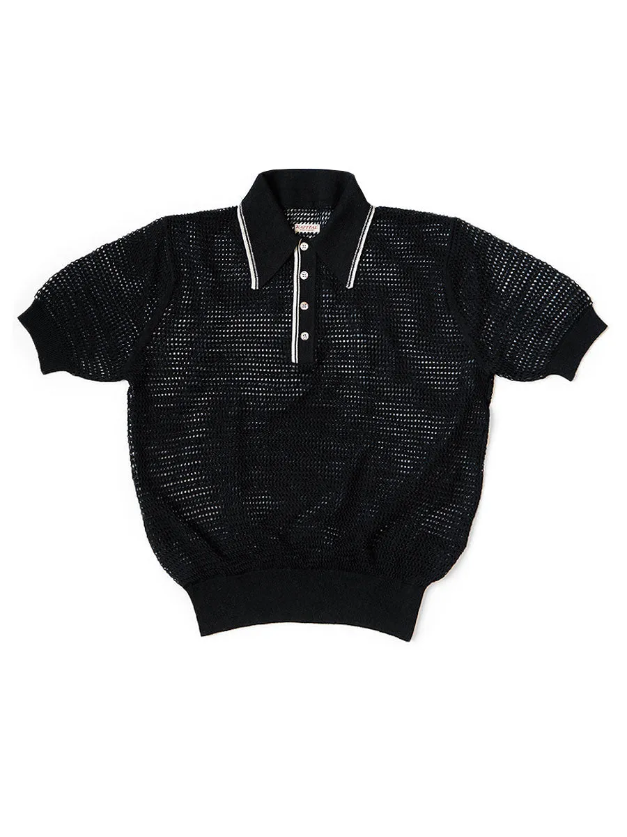 Kapital 12G Mesh Knit Carol Polo tee