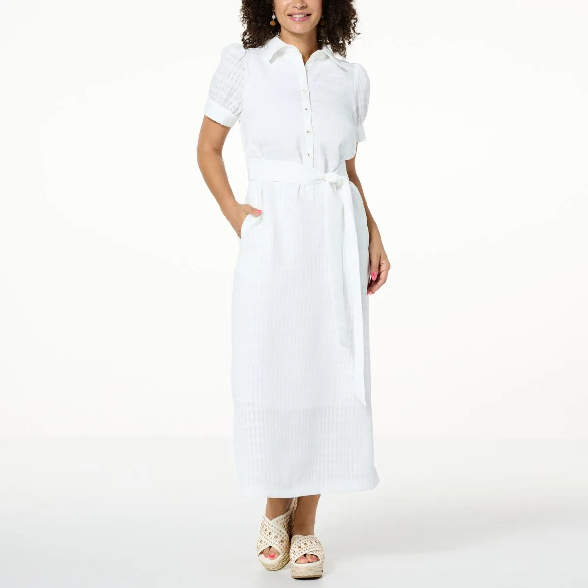      kathy ireland® Fashion 360 Striped Maxi Shirt Dress     