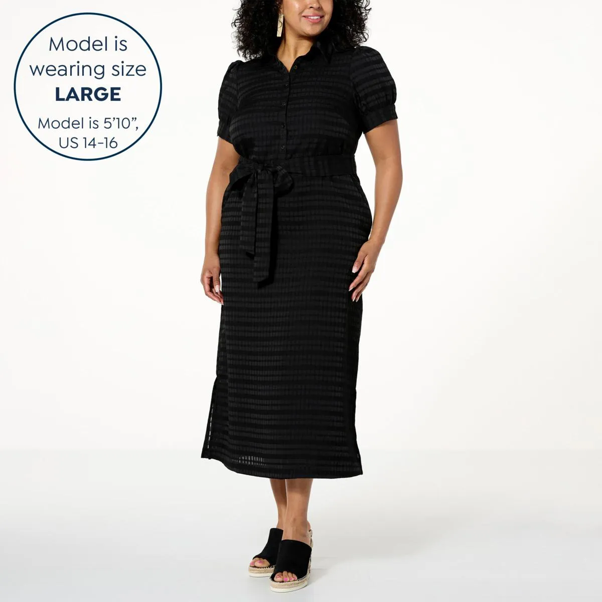      kathy ireland® Fashion 360 Striped Maxi Shirt Dress     