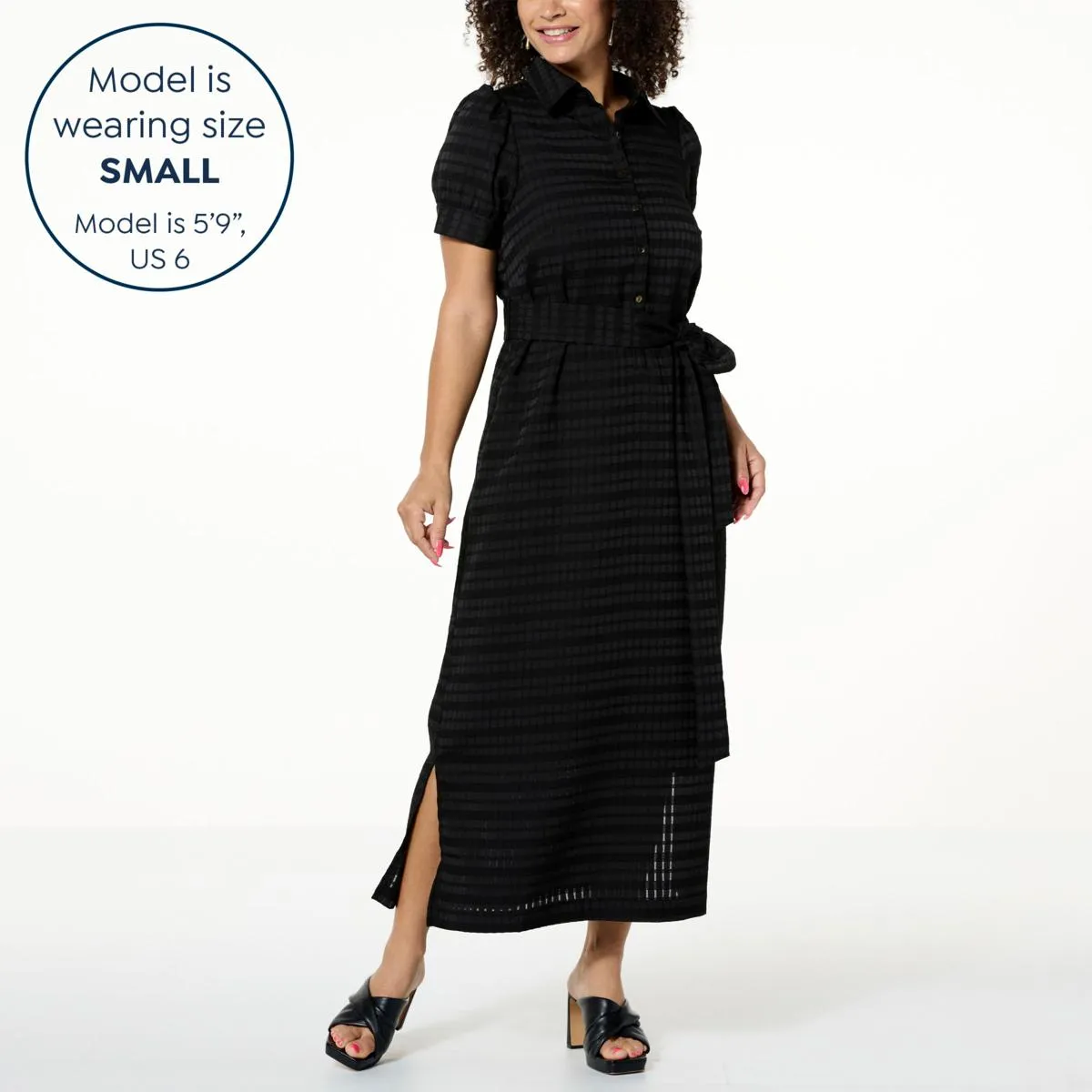      kathy ireland® Fashion 360 Striped Maxi Shirt Dress     