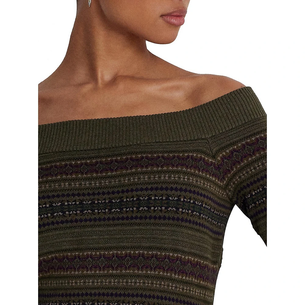 Lauren Ralph Lauren Fair Isle Off-the-Shoulder Sweater Dress