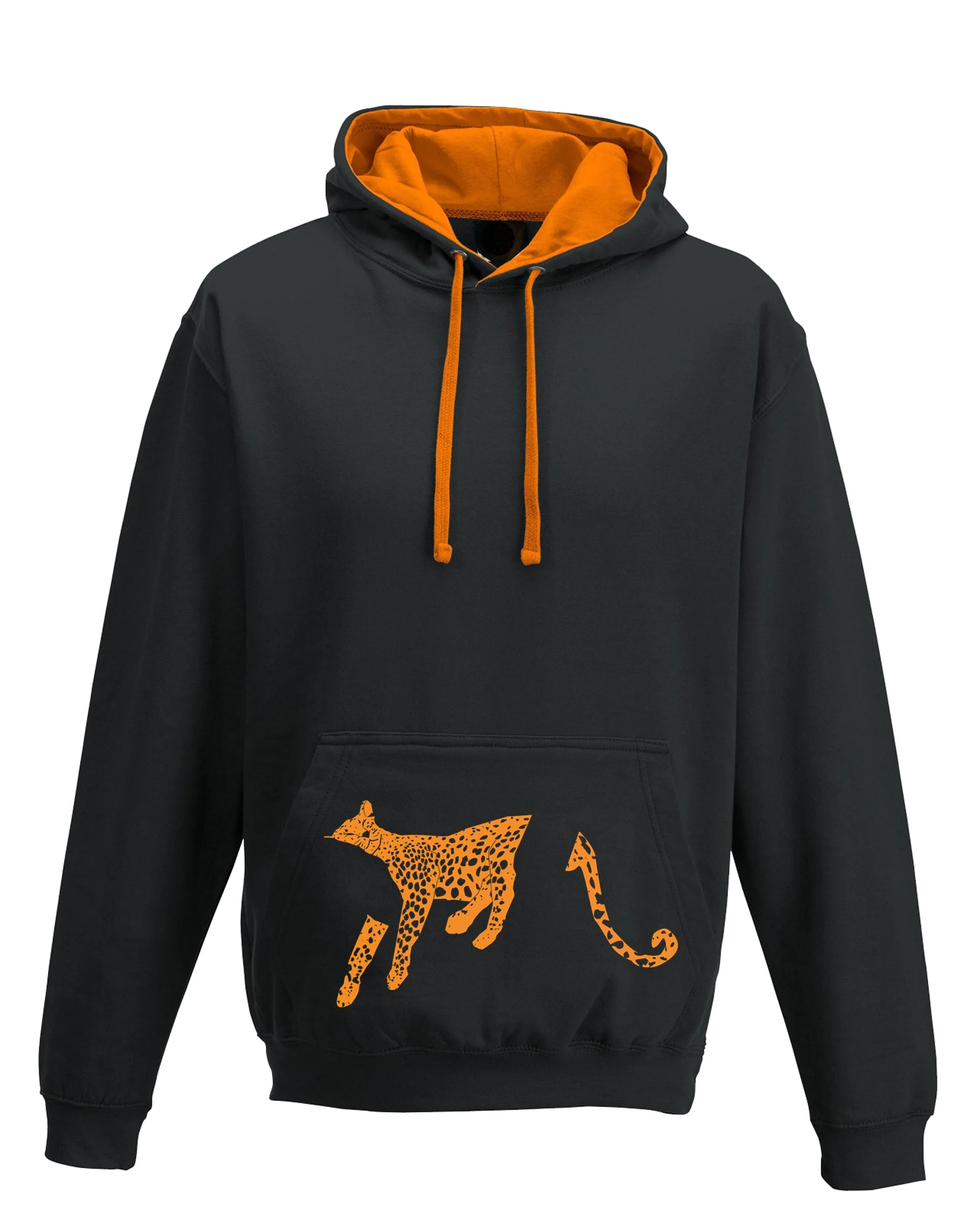 Leopard hoodie, black/orange