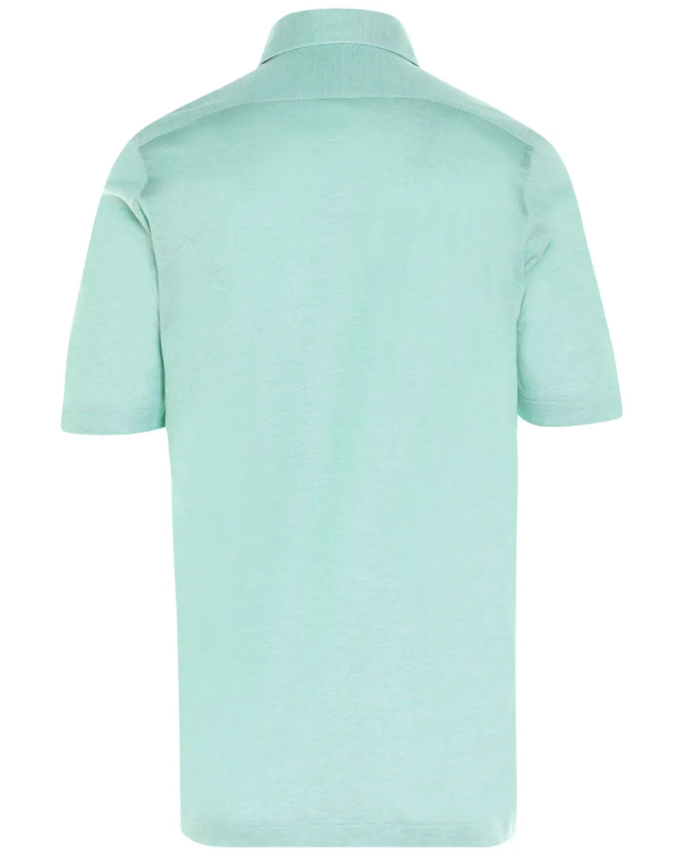 Light Green Feathered Cotton Knit Short Sleeve Polo