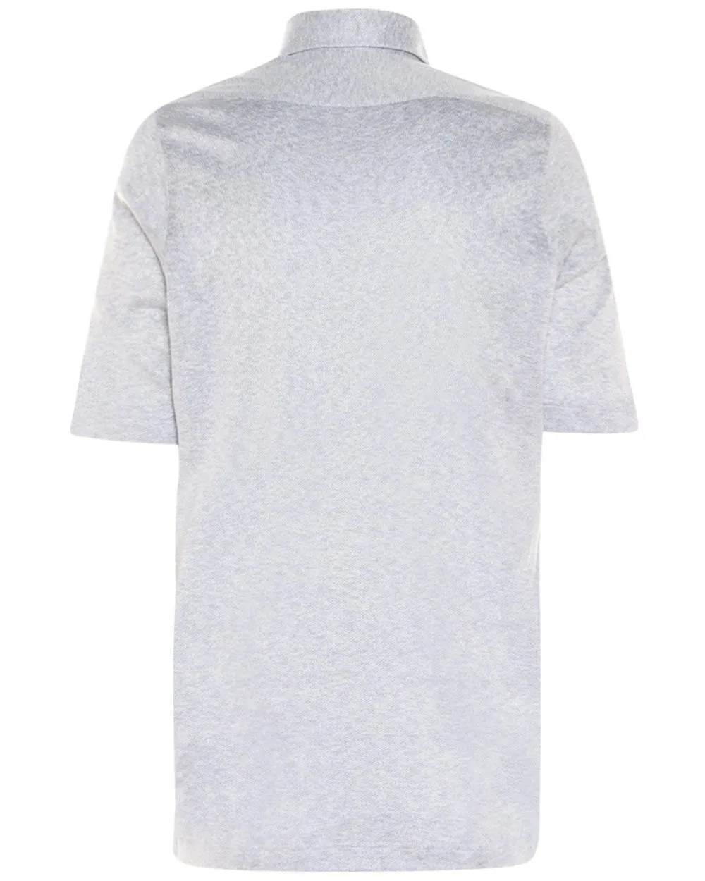 Light Grey Feathered Cotton Knit Short Sleeve Polo