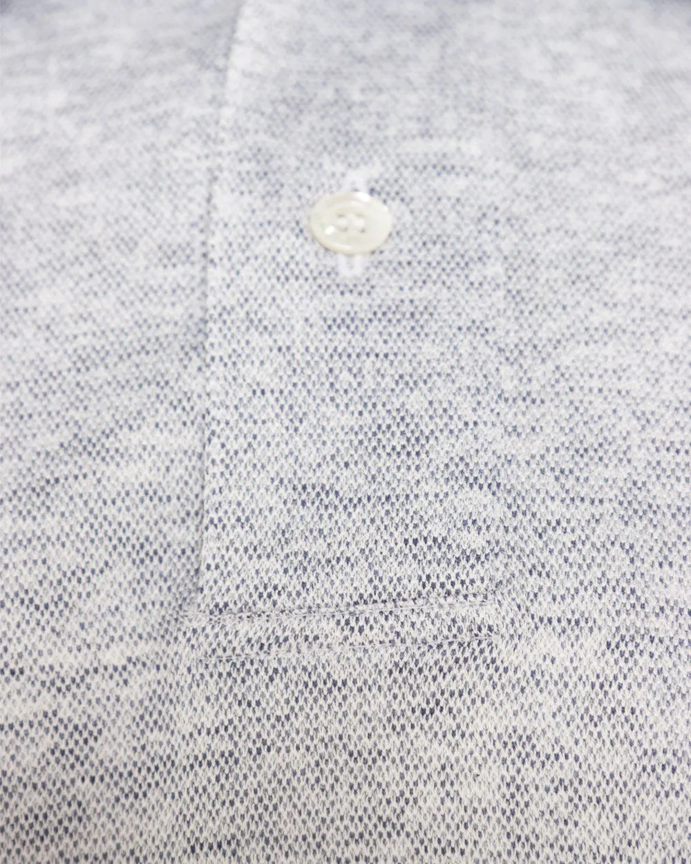 Light Grey Feathered Cotton Knit Short Sleeve Polo