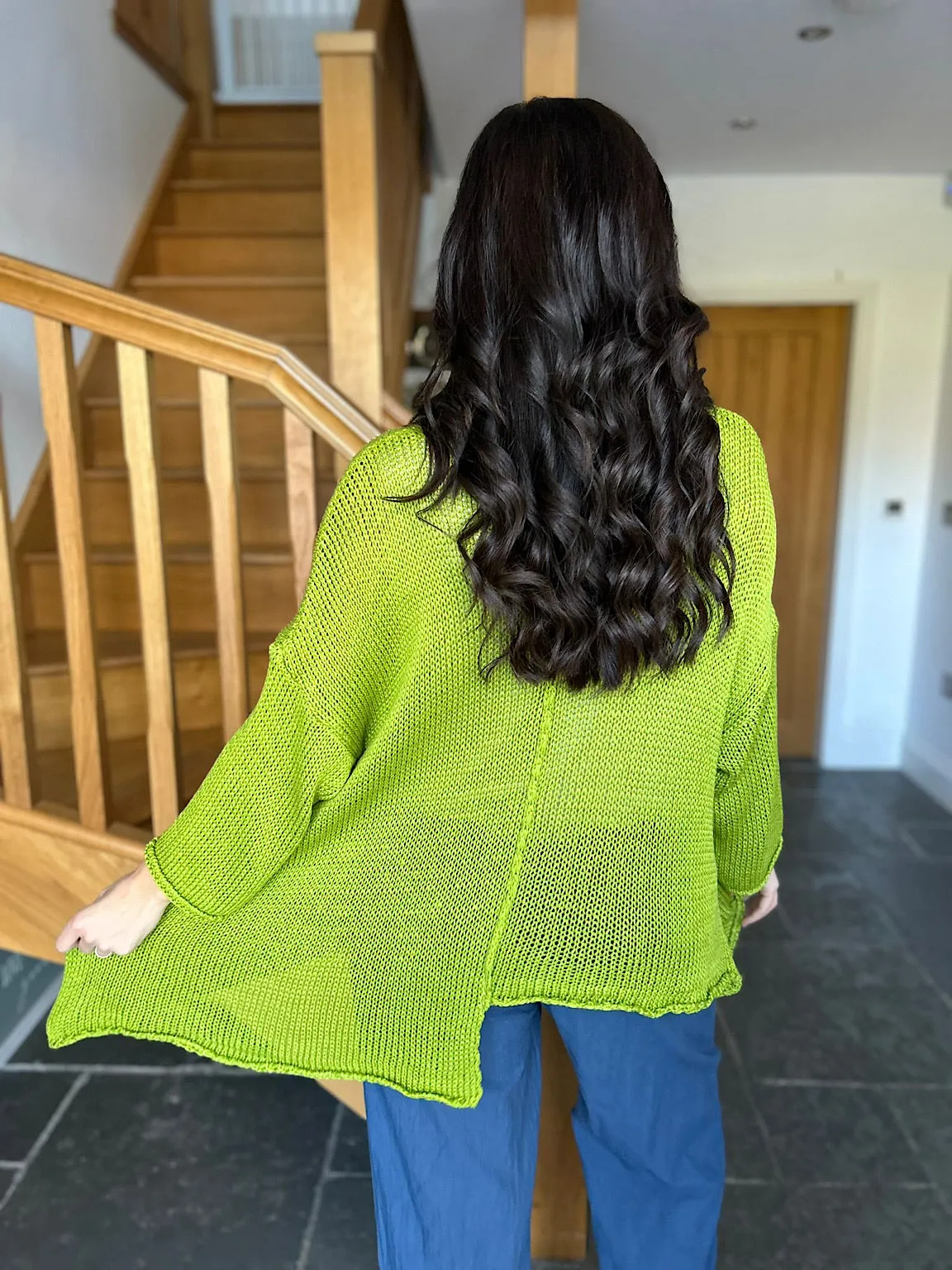 Lime Reverse Seam Loose Knit Cody