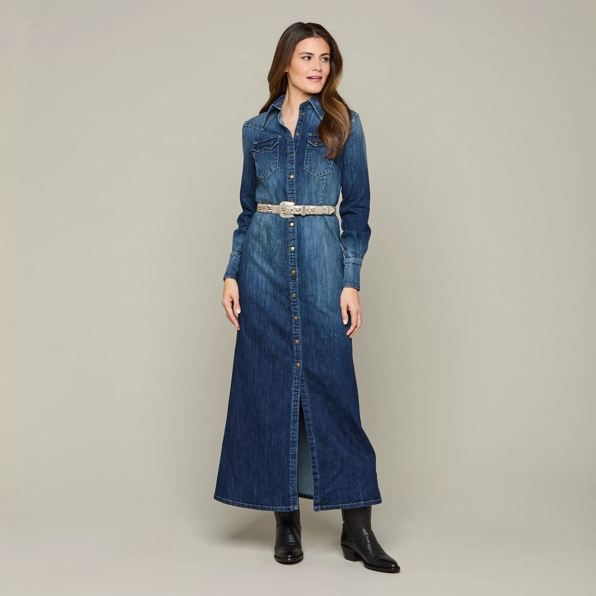 Long Denim Duster :: Medium Wash Denim