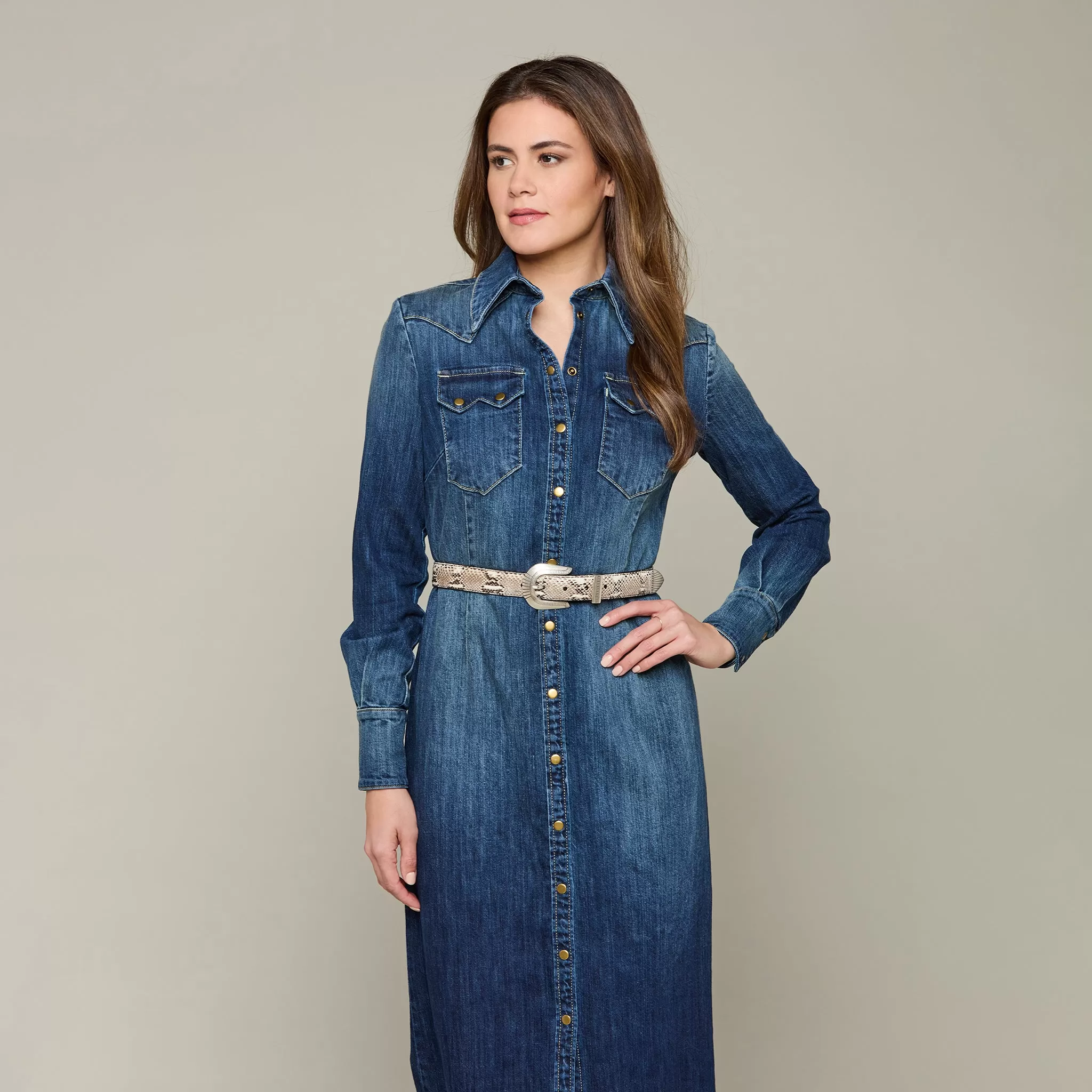 Long Denim Duster :: Medium Wash Denim