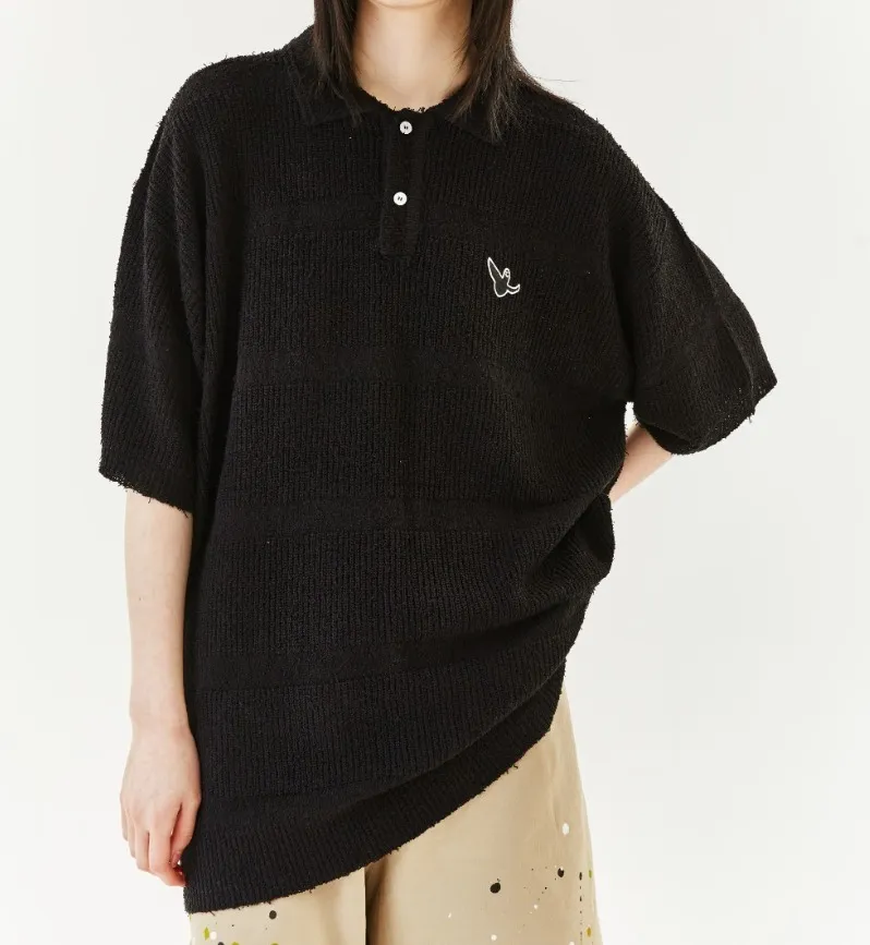 Mark Gonzales  |[MARK GONZALES]★STRIPE KNIT S/S POLO