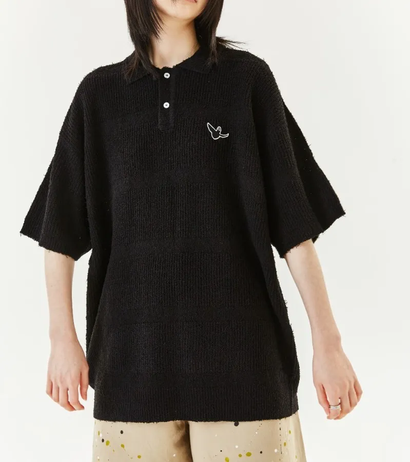 Mark Gonzales  |[MARK GONZALES]★STRIPE KNIT S/S POLO