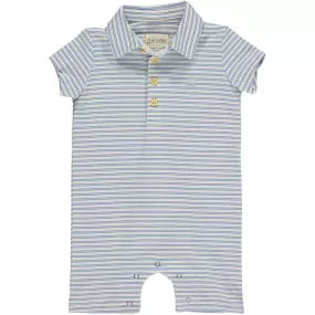 Me & Henry Drift Polo Romper - Cream Blue Stripe