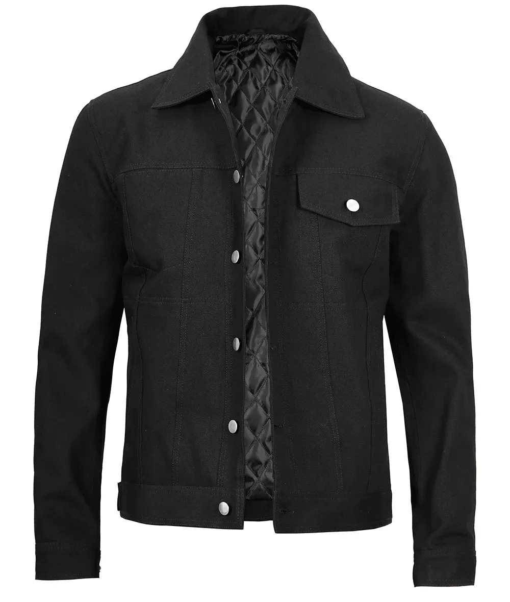 Men's Rip Trucker Black Cotton Jacket