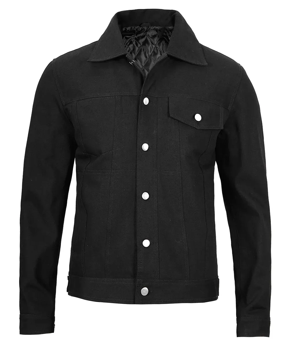 Men's Rip Trucker Black Cotton Jacket