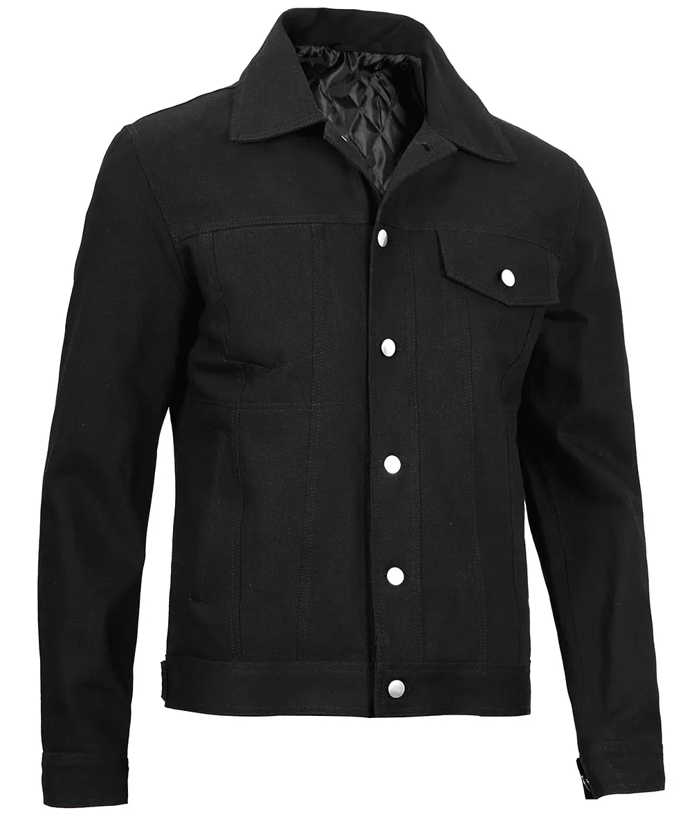 Men's Rip Trucker Black Cotton Jacket