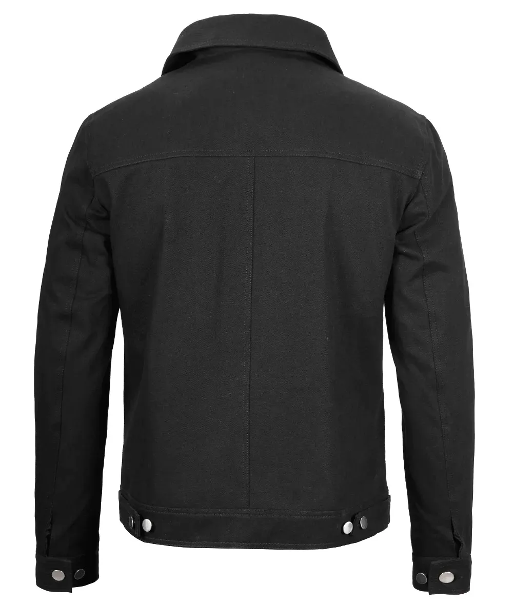 Men's Rip Trucker Black Cotton Jacket