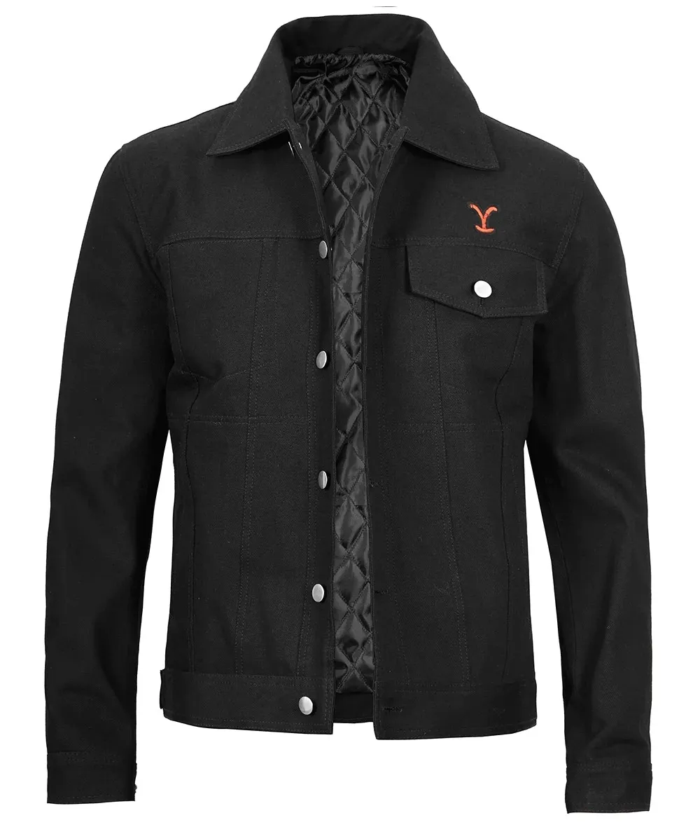 Men's Rip Trucker Black Cotton Jacket