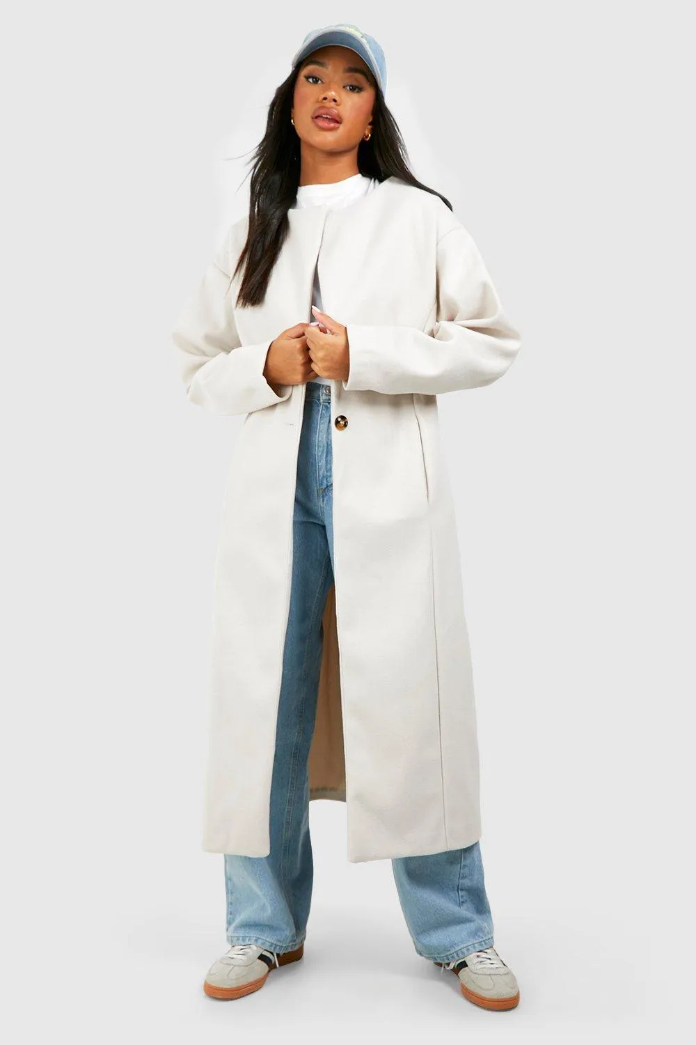 Midi Wool Look Balloon Sleeve Coat