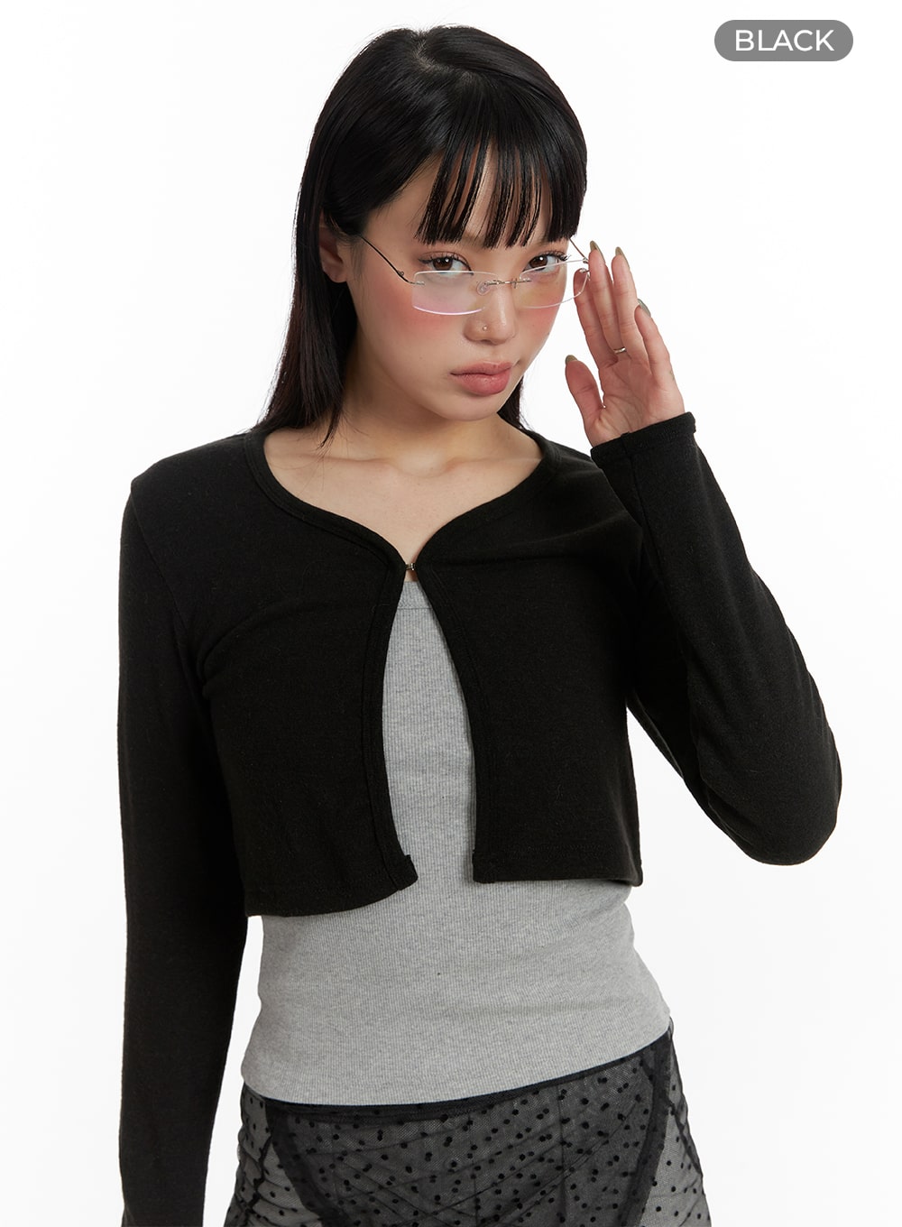 Minimal Collarless Crop Cardigan IF423