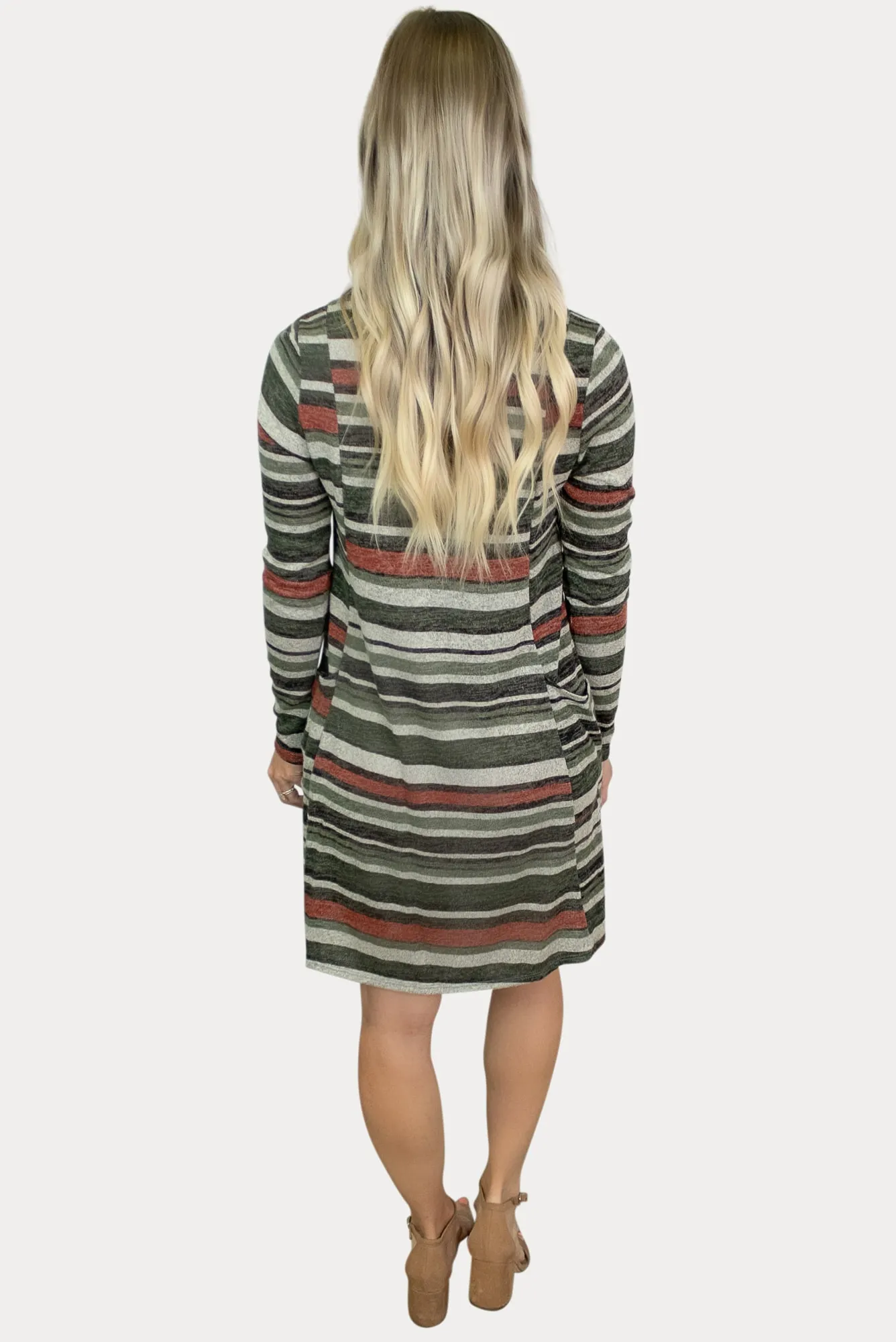 Multi Striped Print Maternity Dress