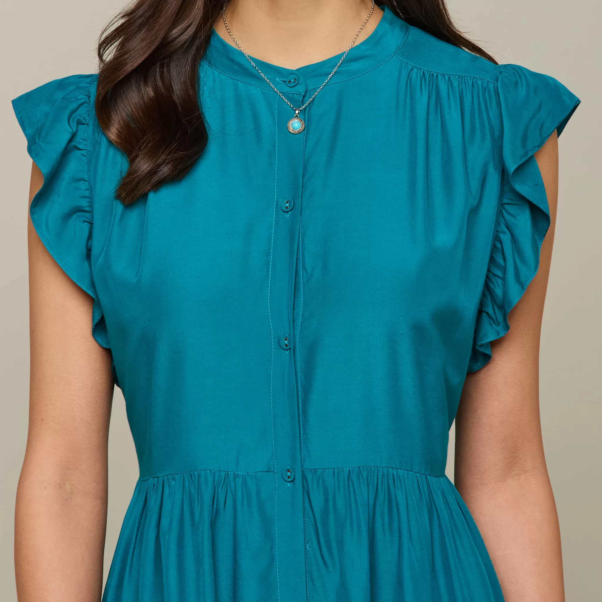 Neelie Button Dress :: Teal