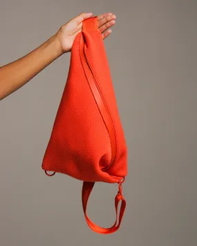 Orange Bias Pleats Crossbody Bag