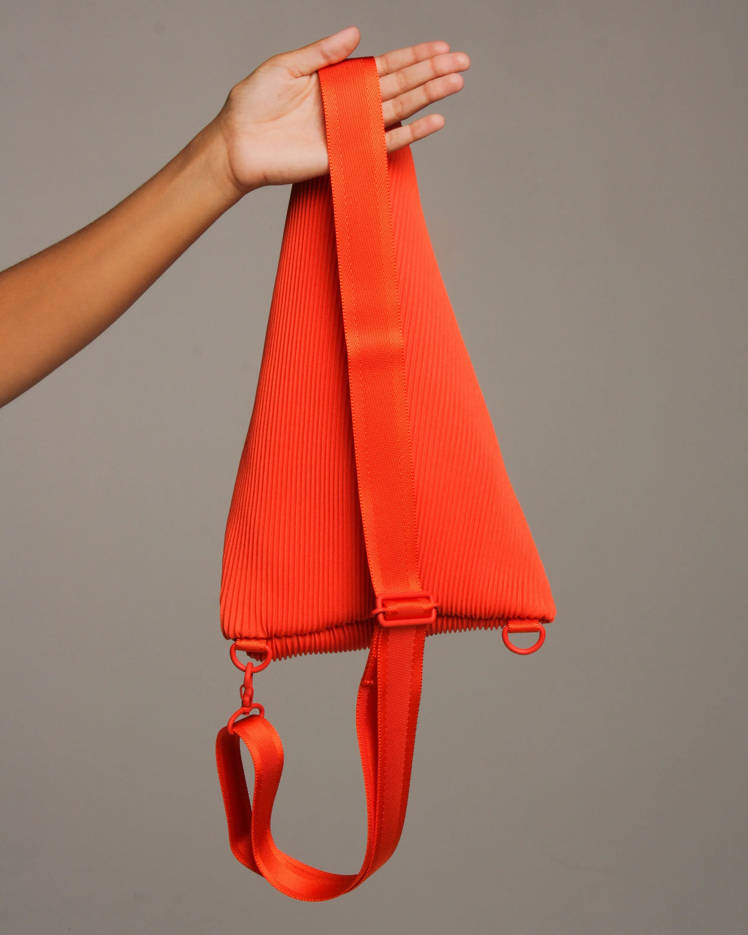 Orange Bias Pleats Crossbody Bag