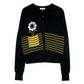 Orla Kiely Black Intarsia Flower Pocket Cardigan