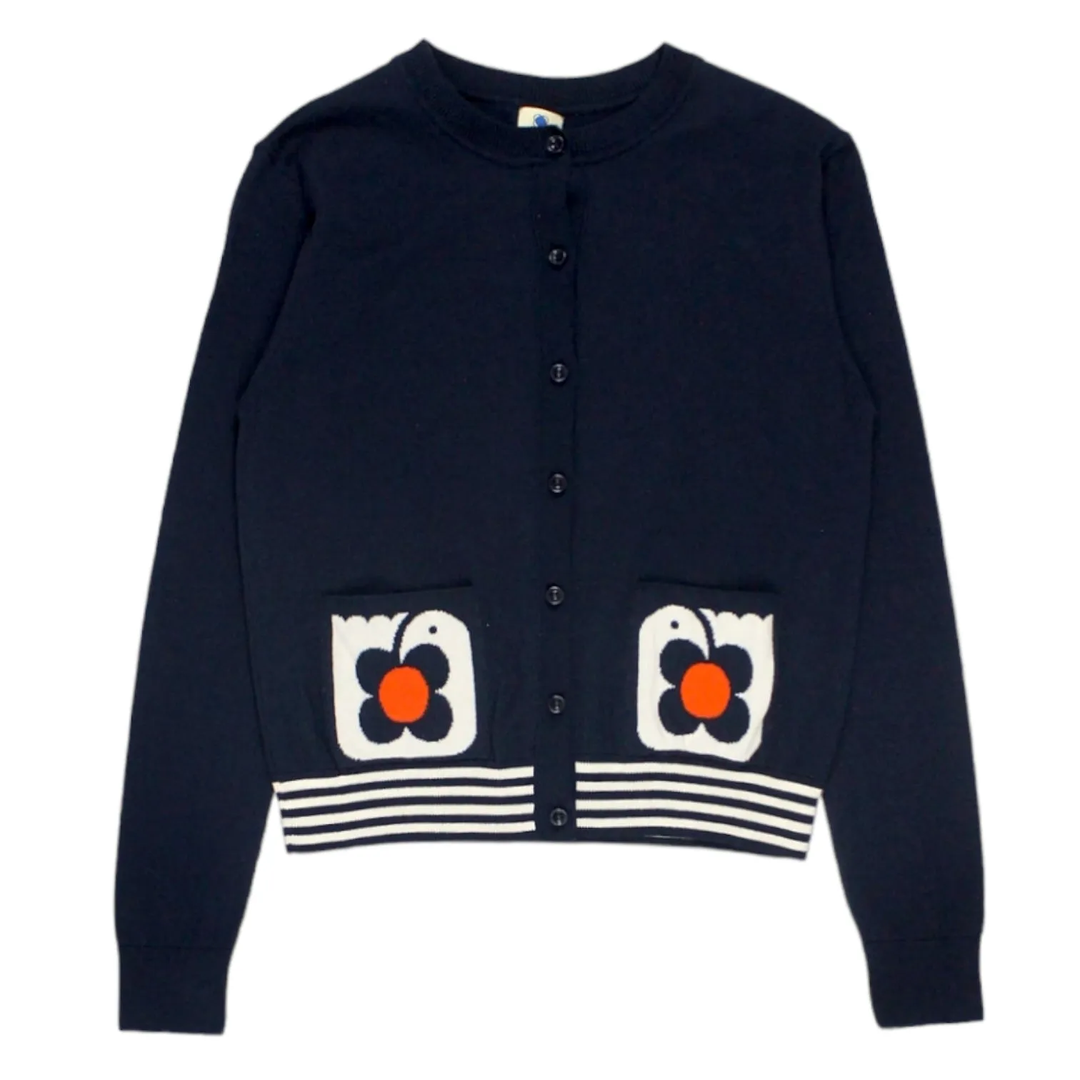 Orla Kiely Navy Love Bird Intarsia Cardigan