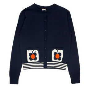 Orla Kiely Navy Love Bird Intarsia Cardigan