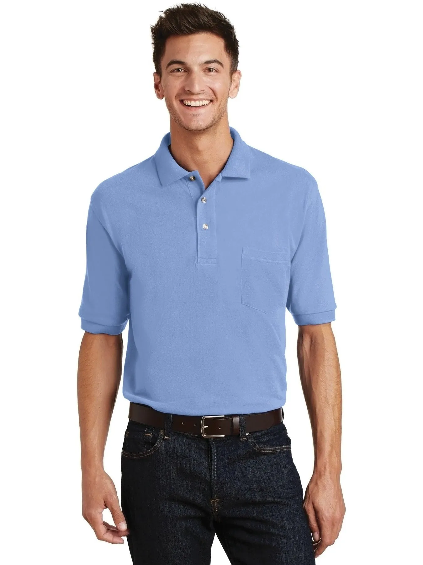 OUTLET-Port Authority Pique Knit Polo Shirt with Pocket