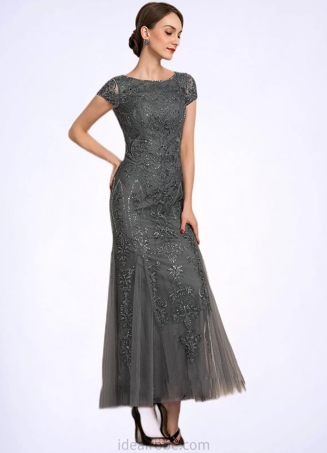 Paityn Trumpet/Mermaid Scoop Neck Ankle-Length Tulle Lace Sequined Mother of the Bride Dress With Beading Sequins STK126P0014602