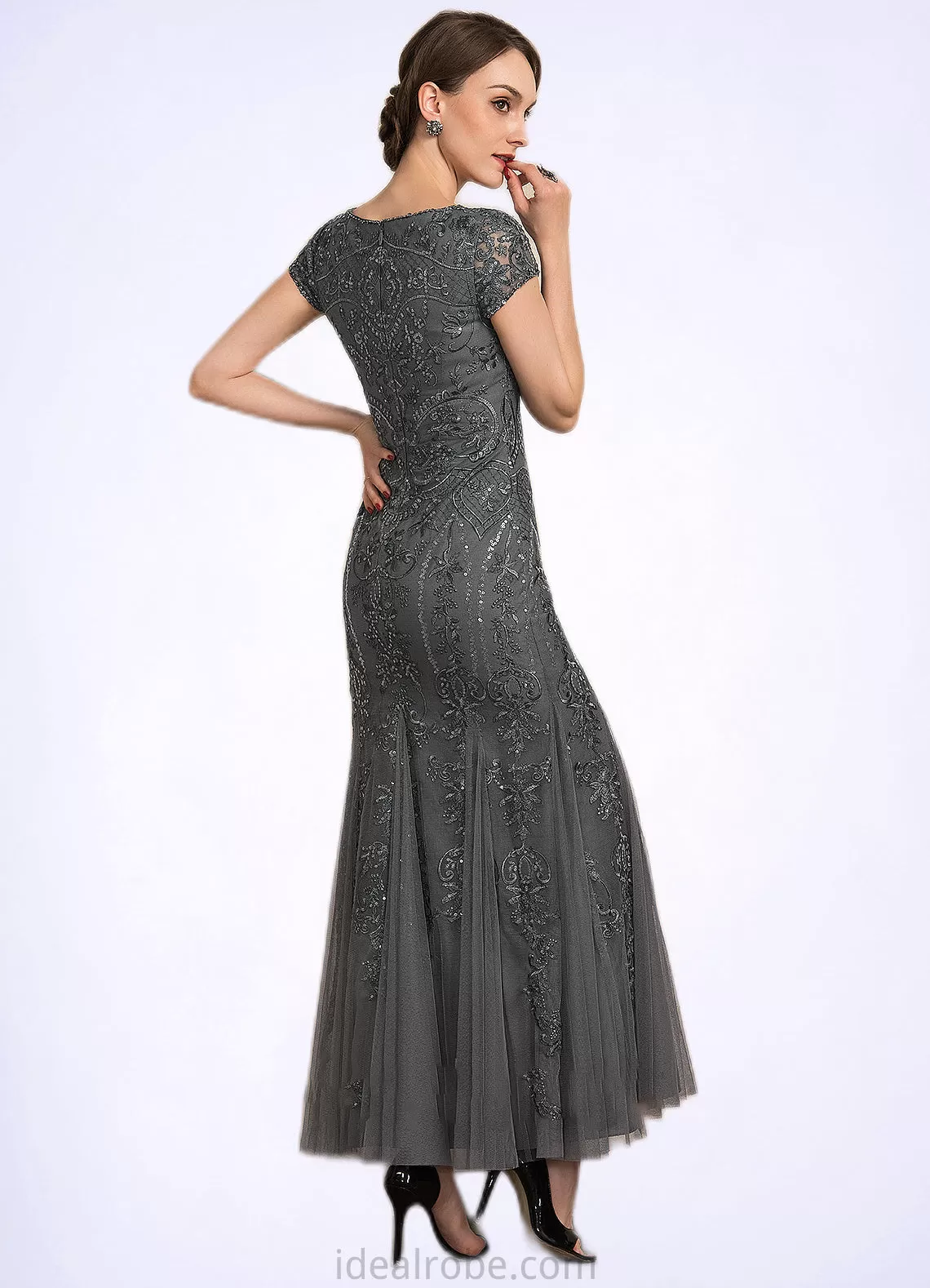 Paityn Trumpet/Mermaid Scoop Neck Ankle-Length Tulle Lace Sequined Mother of the Bride Dress With Beading Sequins STK126P0014602