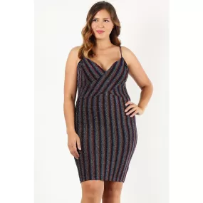 Plus Size Rainbow Striped Sleeveless Short Dress