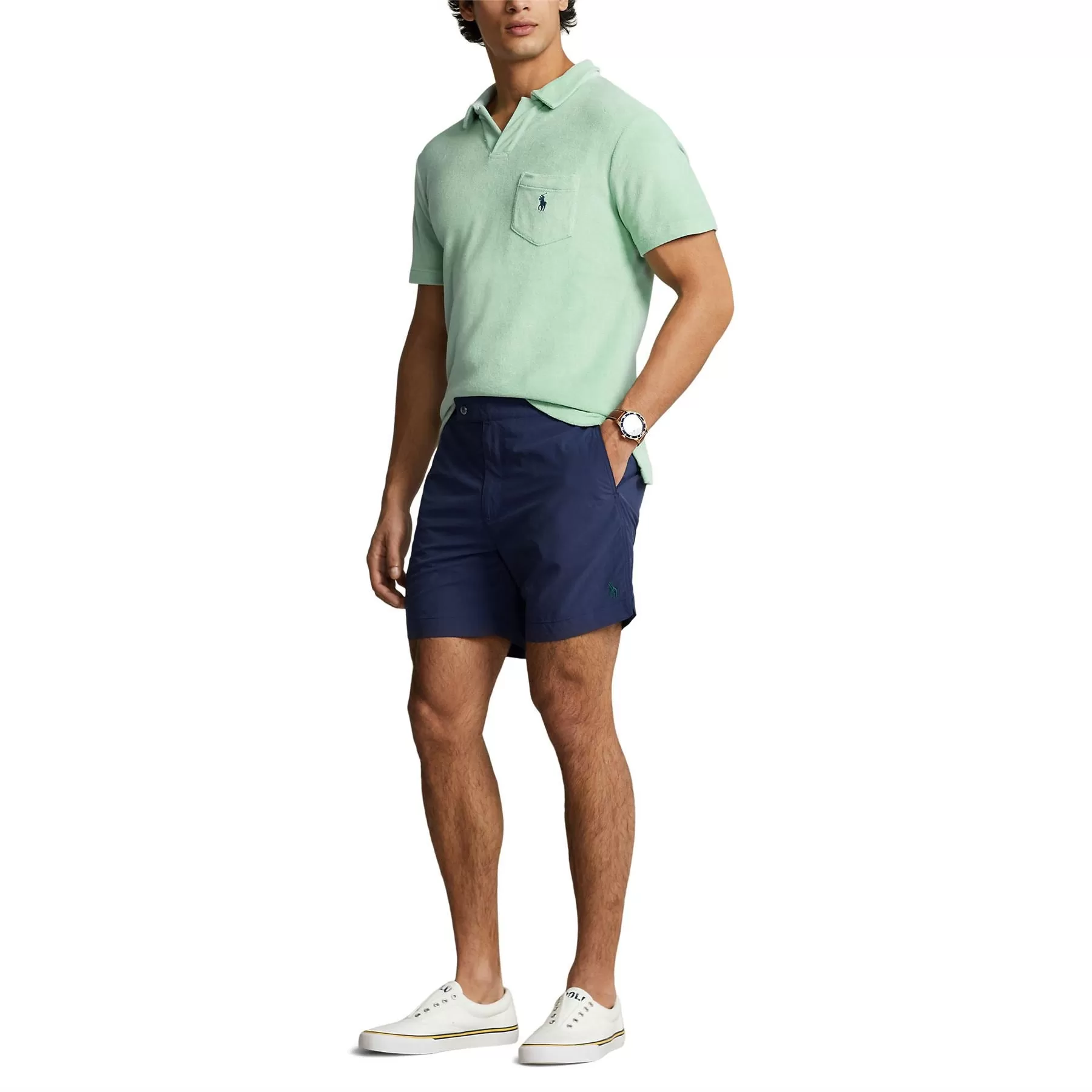 Polo Golf Classic Fit Cotton Knit Open Placket Polo Celadon Green - SU24