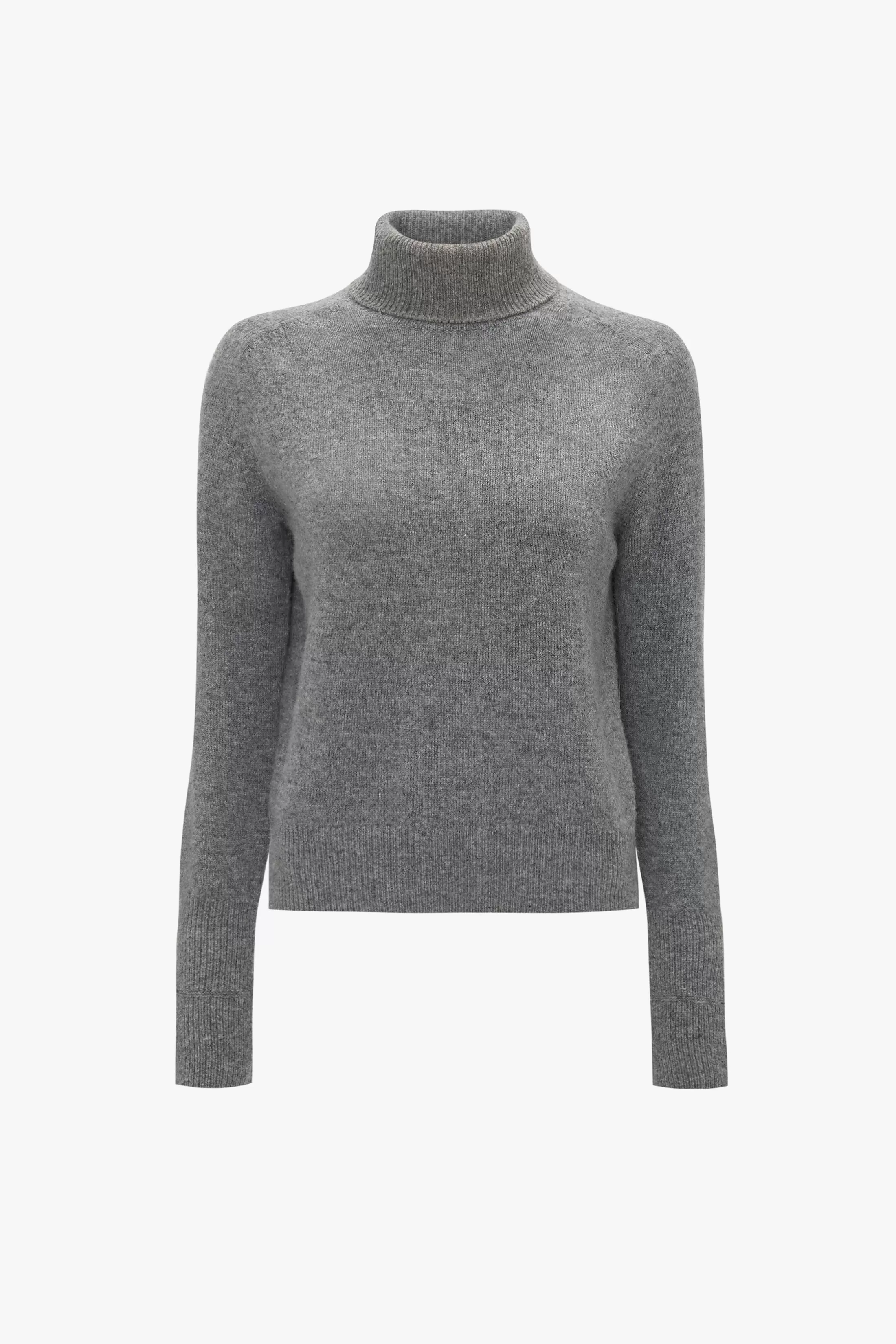 Polo Neck Jumper In Grey Melange