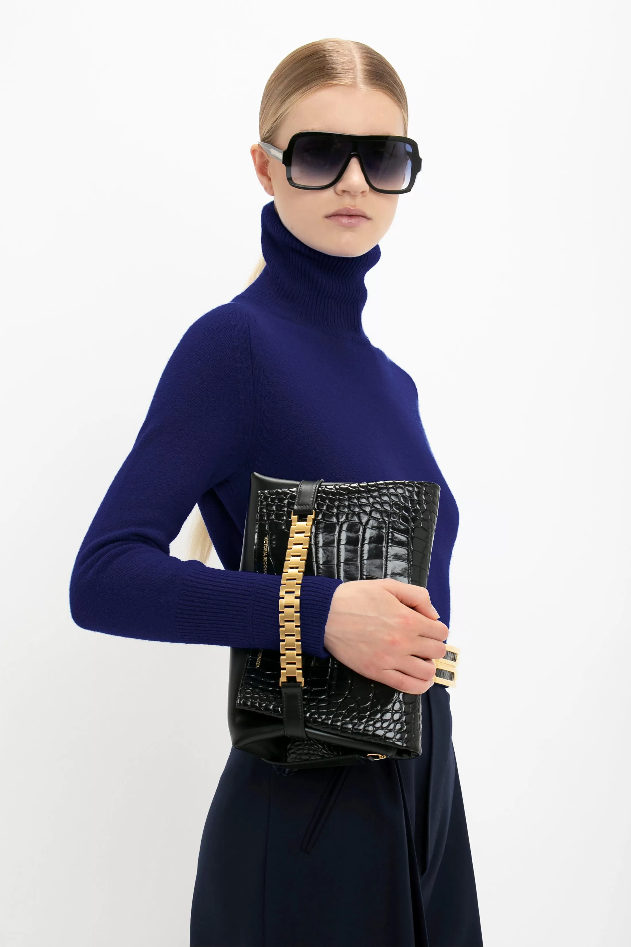 Polo Neck Jumper In Navy